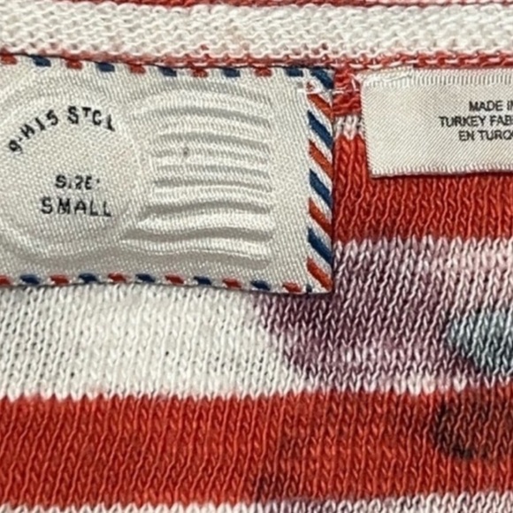 Anthropologie Red and White Striped Floral Top - Picture 7 of 11